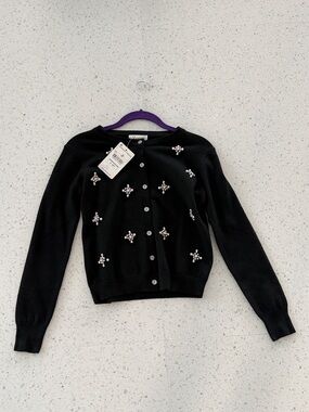 Vinessa Size M Black Pearl Accent Button-Front Cardigan NWT